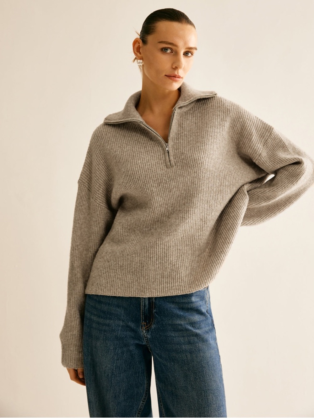 Quince Baby Alpaca Wool Quarter Zip Women’s Sweater Sz XS